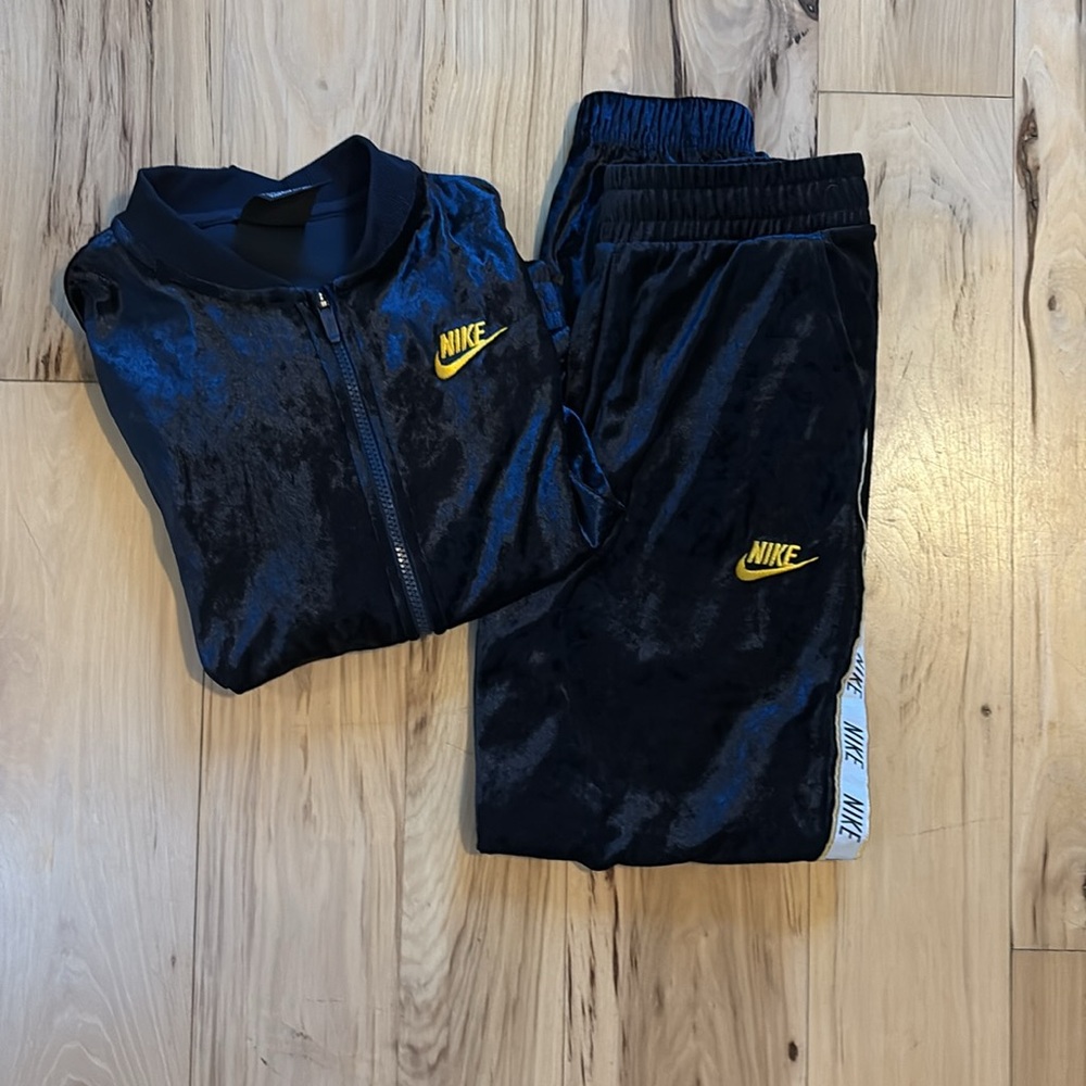 Nike Kids midnight blue tracksuit with yellow accents